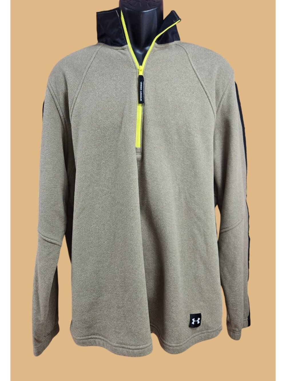 Under Armour XL Mens Fleece Pullover Jacket Beige